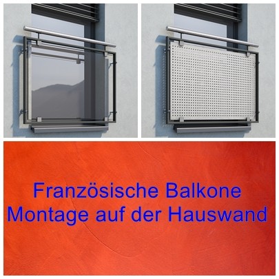 Französischer Balkon, Montage auf der Wand.