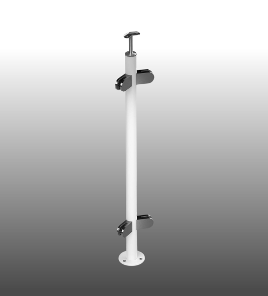 Geländerpfosten pulverbeschichtet weiß, RAL 9016 - Eckpfosten 135 Grad