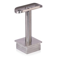 Handlaufhalter Edelstahl für Geländerpfosten Vierkantrohr mit Handlauf rund Handlaufhalter Edelstahl für Geländerpfosten Vierkantrohr mit Handlauf rund