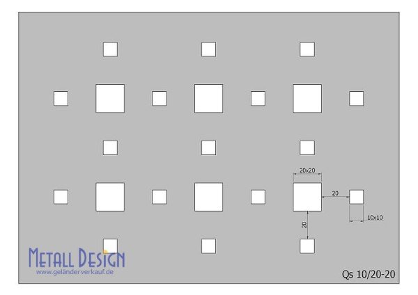Lochblech Edelstahl Quadratlochung versetzt für Lochblechgeländer Qs-10-20-20