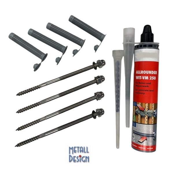 Befestigung französicher Balkon bei Hohllochmauerwerk und Poroton