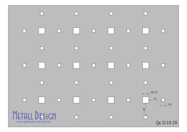 Lochblech Edelstahl Quadratlochung Qs-5-10-20