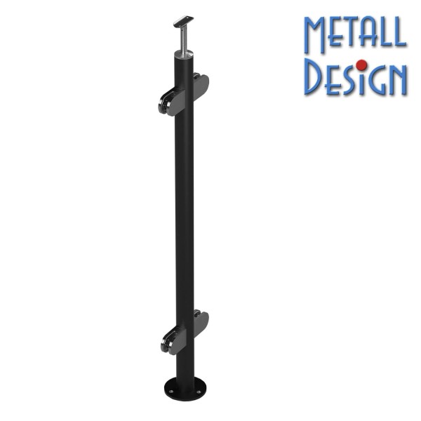 Geländerpfosten pulverbeschichtet Glasgeländer Rundrohr aufgesetzte Montage Geländerpfosten pulverbeschichtet Glasgeländer Rundrohr aufgesetzte Montage