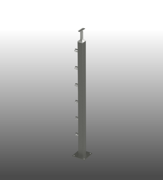 Geländerpfosten DB703 pulverbeschichtet Vierkantrohr aufgesetze Montage.