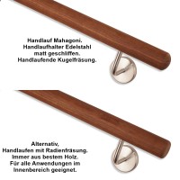 Handlauf Mahagoni Handlaufhalter matt aus Edelstahl Handlauf Mahagoni Handlaufhalter matt aus Edelstahl