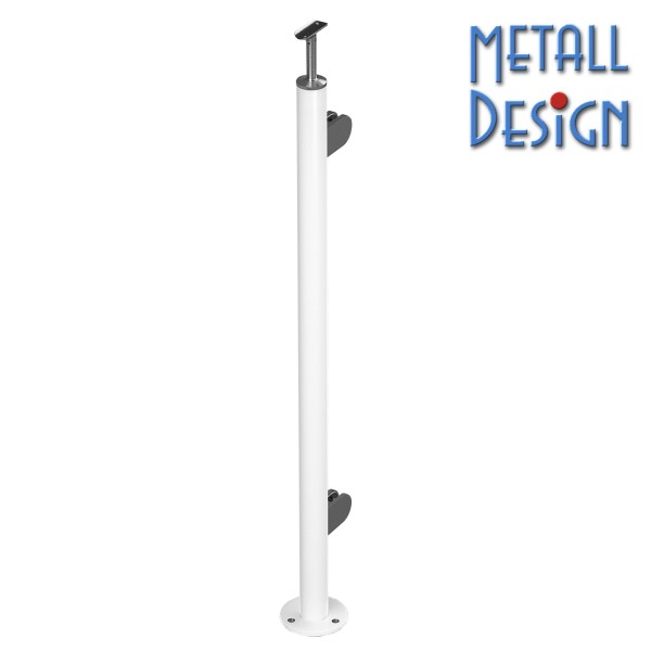 Endpfosten für Glasgeländer pulverbeschichtet weiß RAL 9016 Endpfosten für Glasgeländer pulverbeschichtet weiß RAL 9016