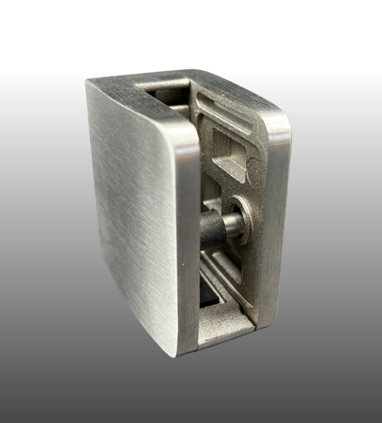 Glashalter Edelstahl 52 x 52 mm, G26, gerader Anschluss. Glas von 8,0 bis 12,76 mm