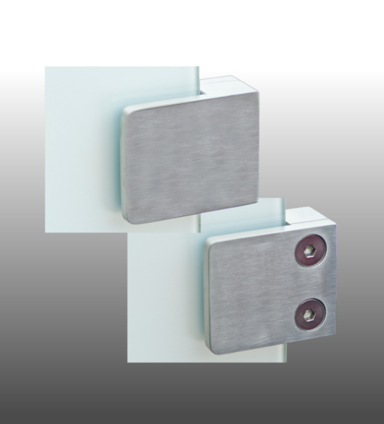 Glashalter Edelstahl, Plattenhalter 45 x 45 mm.