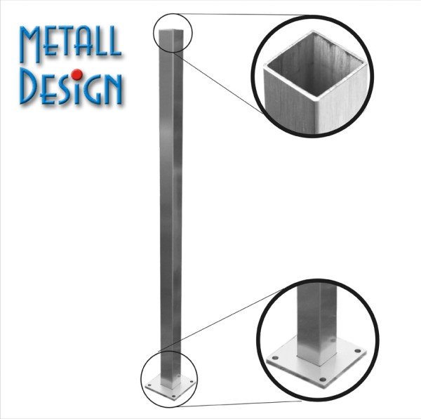 Geländerpfosten Edelstahl Vierkantrohr, Viereckig