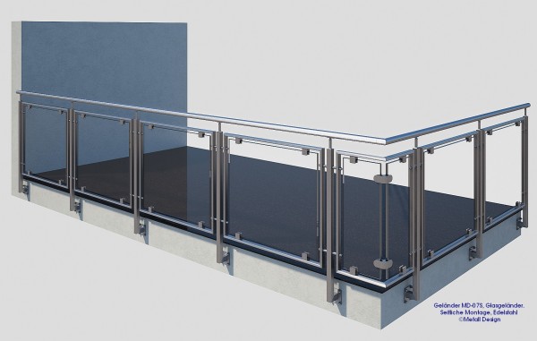 Glasgeländer edelstahl MD07S seitliche Montage Glasgeländer edelstahl MD07S seitliche Montage