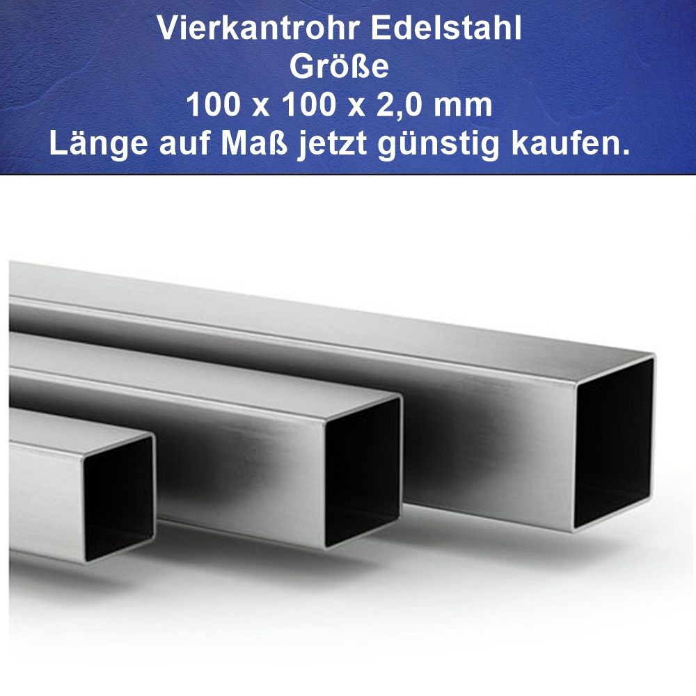V2A Edelstahl Rohr quadrat//vierkant Oberfl/äche geschliffen Korn 240 L/änge 1000 mm Abmessungen 30 x 30 x 2 mm