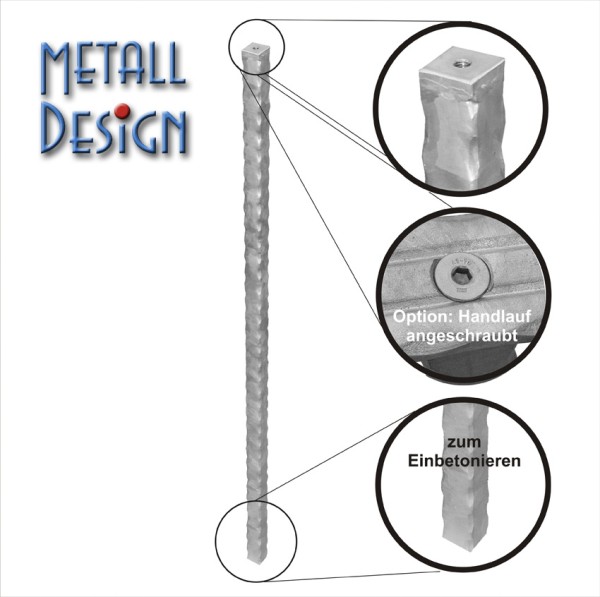Geländerpfosten Schmiedeeisen zum Betonieren