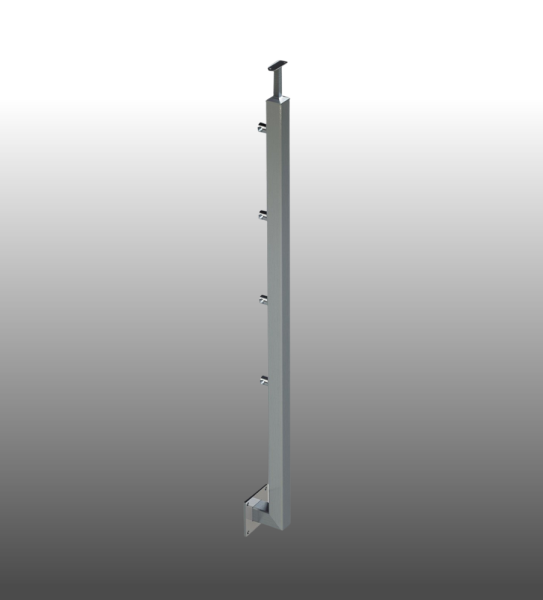 Geländerpfosten Vierkantrohr Relinggeländer 40 x 40 mm seitliche Montage