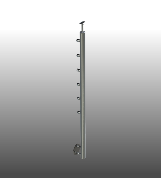 Geländerpfosten Relinggeländer, seitliche Montage, 6 Querstabhalter