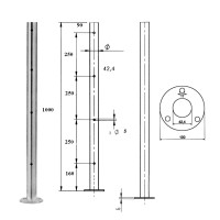 Geländerpfosten Edelstahl 42,4 mm Seildurchmesser 5 mm 1000 mm Geländerpfosten Edelstahl 42,4 mm Seildurchmesser 5 mm 1000 mm