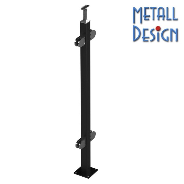 Geländerpfosten Vierkantrohr pulverbeschichtet, antrazitgrau Glasgeländer, RAL7016. Geländerpfosten Vierkantrohr pulverbeschichtet, antrazitgrau Glasgeländer, RAL7016.