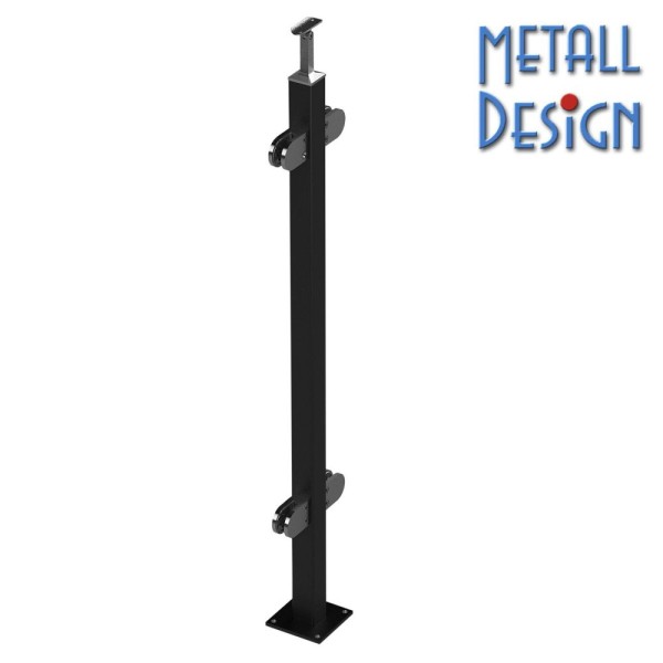 Geländerpfosten Vierkantrohr pulverbeschichtet, antrazitgrau Glasgeländer, RAL7016.