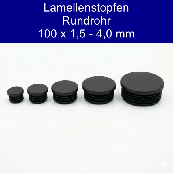 Rundrohr Lamellenstopfen Schwarz 100,0x1,5-4 mm Kunststoff