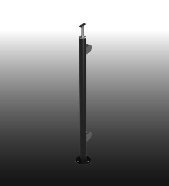 Geländerpfosten, anthrazitgrau, RAL 7016 Endpfosten, Glasgeländer.