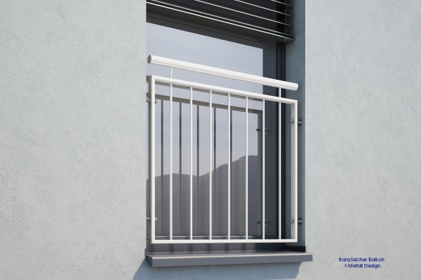 Französischer Balkon weiß pulverbeschichtet MD 02iP RAL9016 Französischer Balkon weiß pulverbeschichtet MD 02iP RAL9016