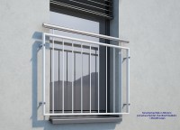 Französischer Balkon weiß pulverbeschichtet mit Handlauf Edelstahl RAL 9016 aufgesetzte Montage Französischer Balkon weiß pulverbeschichtet mit Handlauf Edelstahl RAL 9016 aufgesetzte Montage