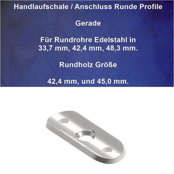 Anschlussplatte Handlauf für Handlaufrohr 33,7 mm, 42,4 mm, und 48,3 mm Anschlussplatte Handlauf für Handlaufrohr 33,7 mm, 42,4 mm, und 48,3 mm