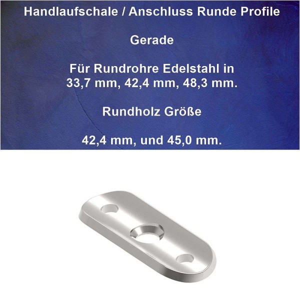 Anschlussplatte Handlauf für Handlaufrohr 33,7 mm, 42,4 mm, und 48,3 mm