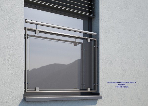 Französischer Balkon Glas aus Edelstahl MD 07i Französischer Balkon Glas aus Edelstahl MD 07i
