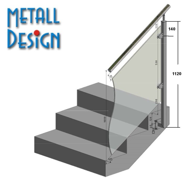 Geländerpfosten Treppengeländer VGST 03 Vierkantrohr Endpfosten. Geländerpfosten Treppengeländer VGST 03 Vierkantrohr Endpfosten.