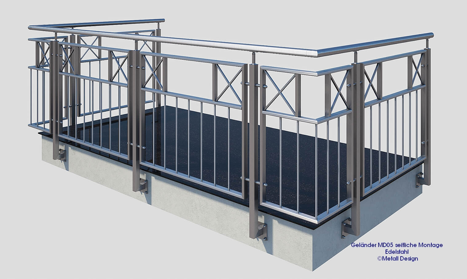 Geländer Edelstahl MD05 seitliche Montage